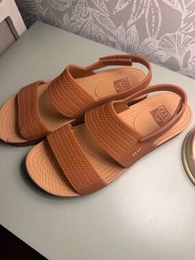 Reef Cognac Brown Braided Slingback Sandals